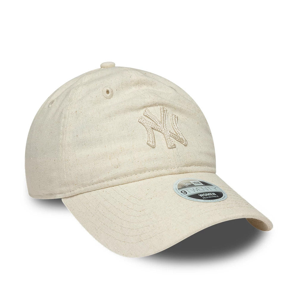 Pictured is this Womens MLB Linen New York Yankees 9TWENTY cap in light beige. 3
