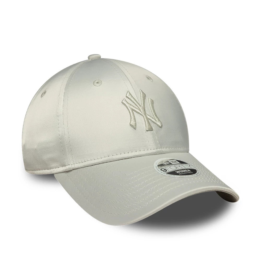 Pictured is this Womens MLB Satin Bow Back New York Yankees 9FORTY cap in grey. 4