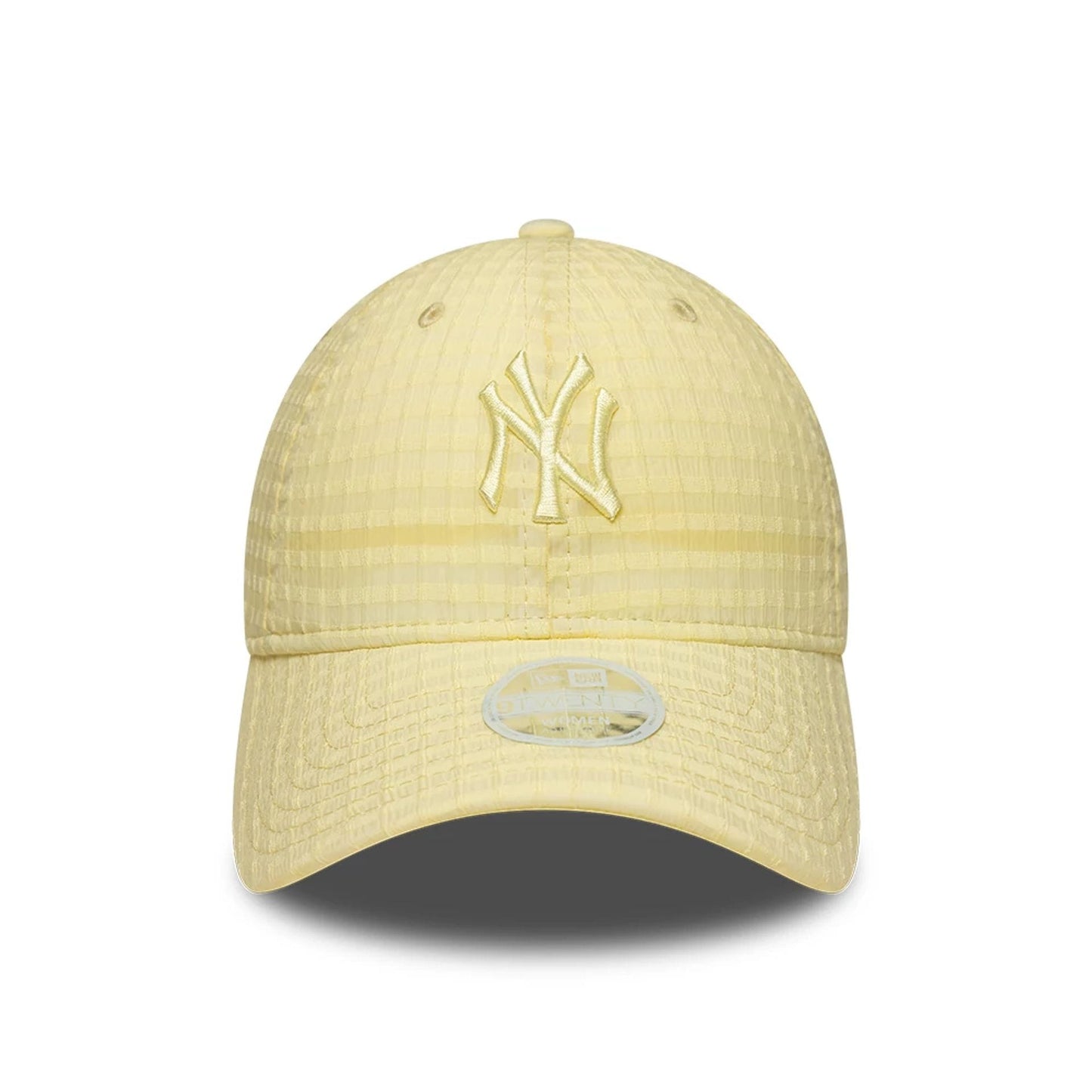 Pictured is this Womens MLB Seersucker New York Yankees 9TWENTY cap in pastel yellow. 2