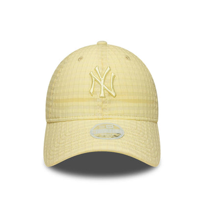 Pictured is this Womens MLB Seersucker New York Yankees 9TWENTY cap in pastel yellow. 2