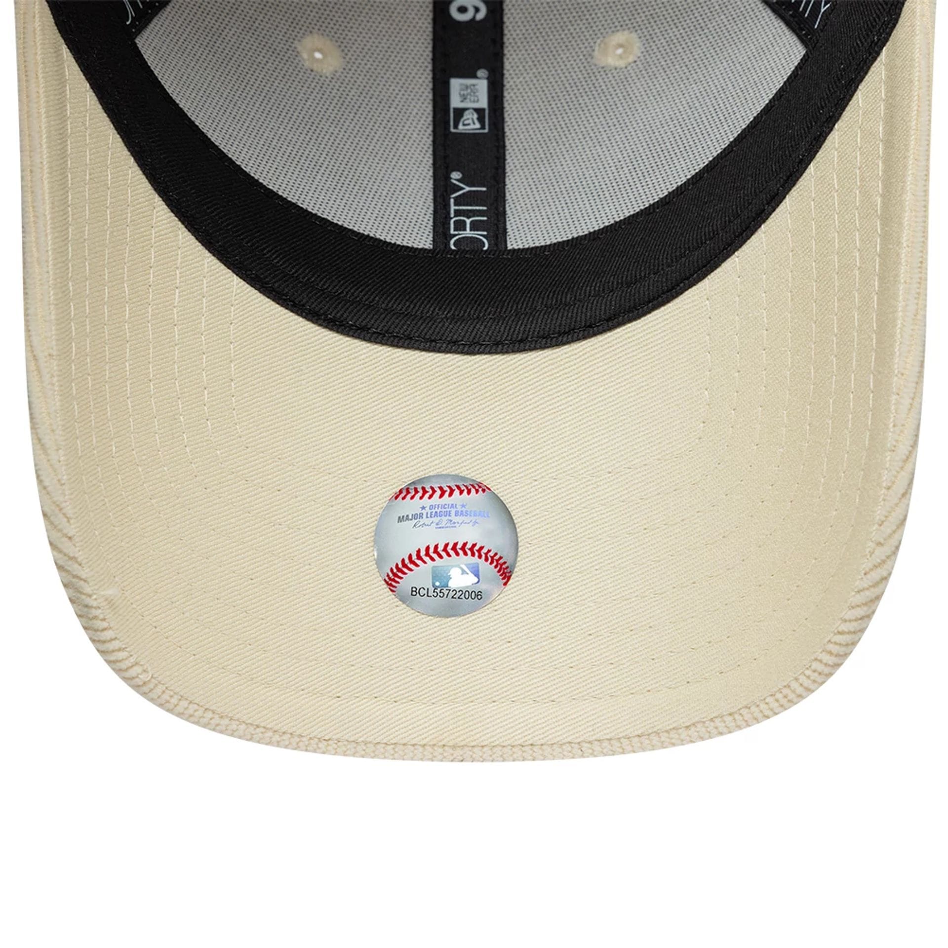 Pictured is this Womens MLB Cord New York Yankees 9FORTY cap in Cream. 5