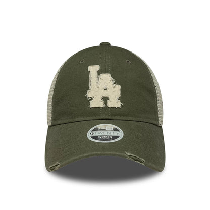 Pictured is this Womens MLB LA Dodgers 9TWENTY Trucker cap in green. 2