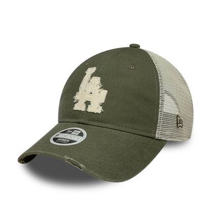 Pictured is this Womens MLB LA Dodgers 9TWENTY Trucker cap in green. 1