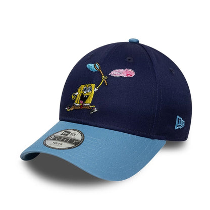 Pictured is this Youth Spongebob Squarepants Jellyfishing  9FORTY cap in dark blue. 1
