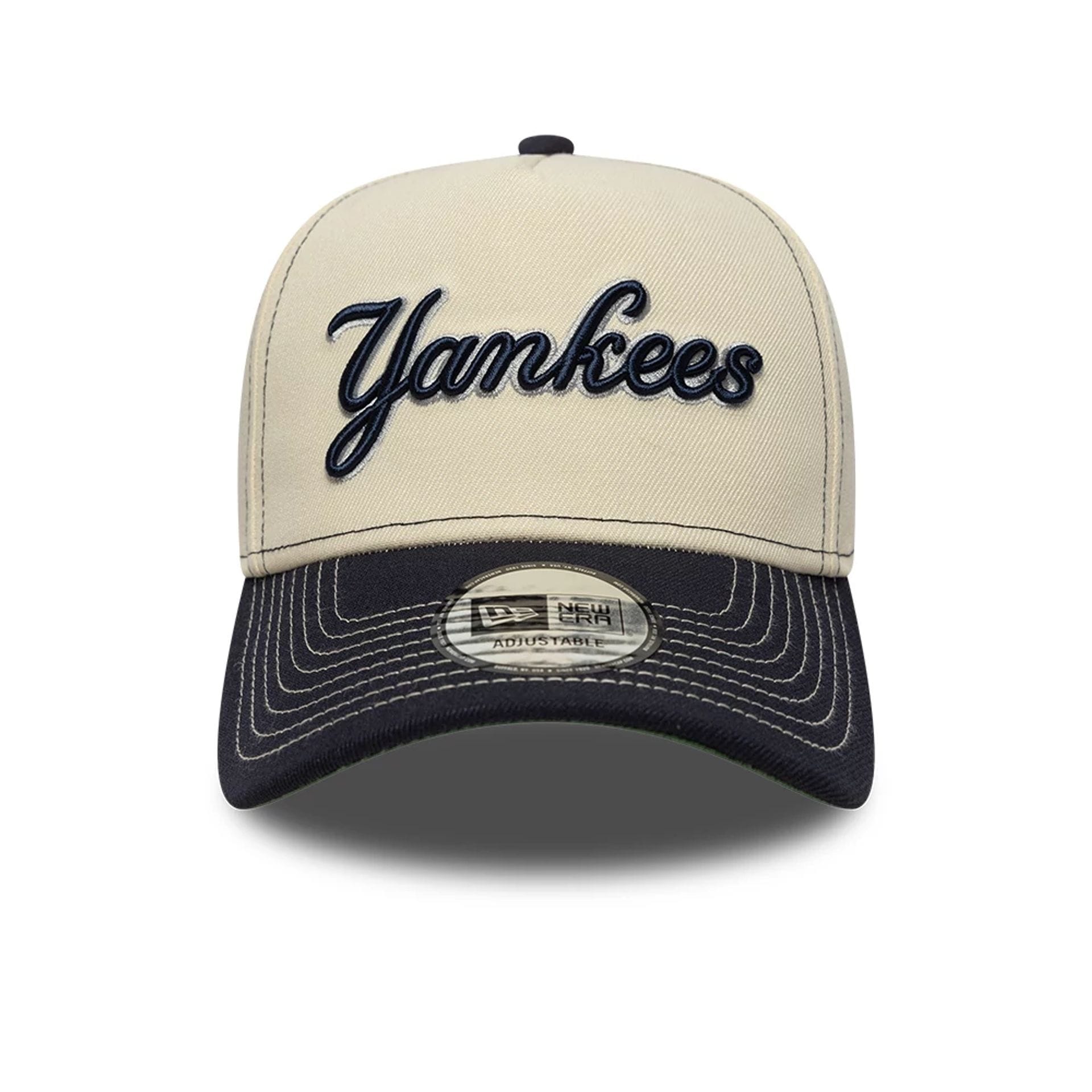 Pictured is this MLB City Icon New York Yankees 9FORTY E-Frame cap in Cream. 3