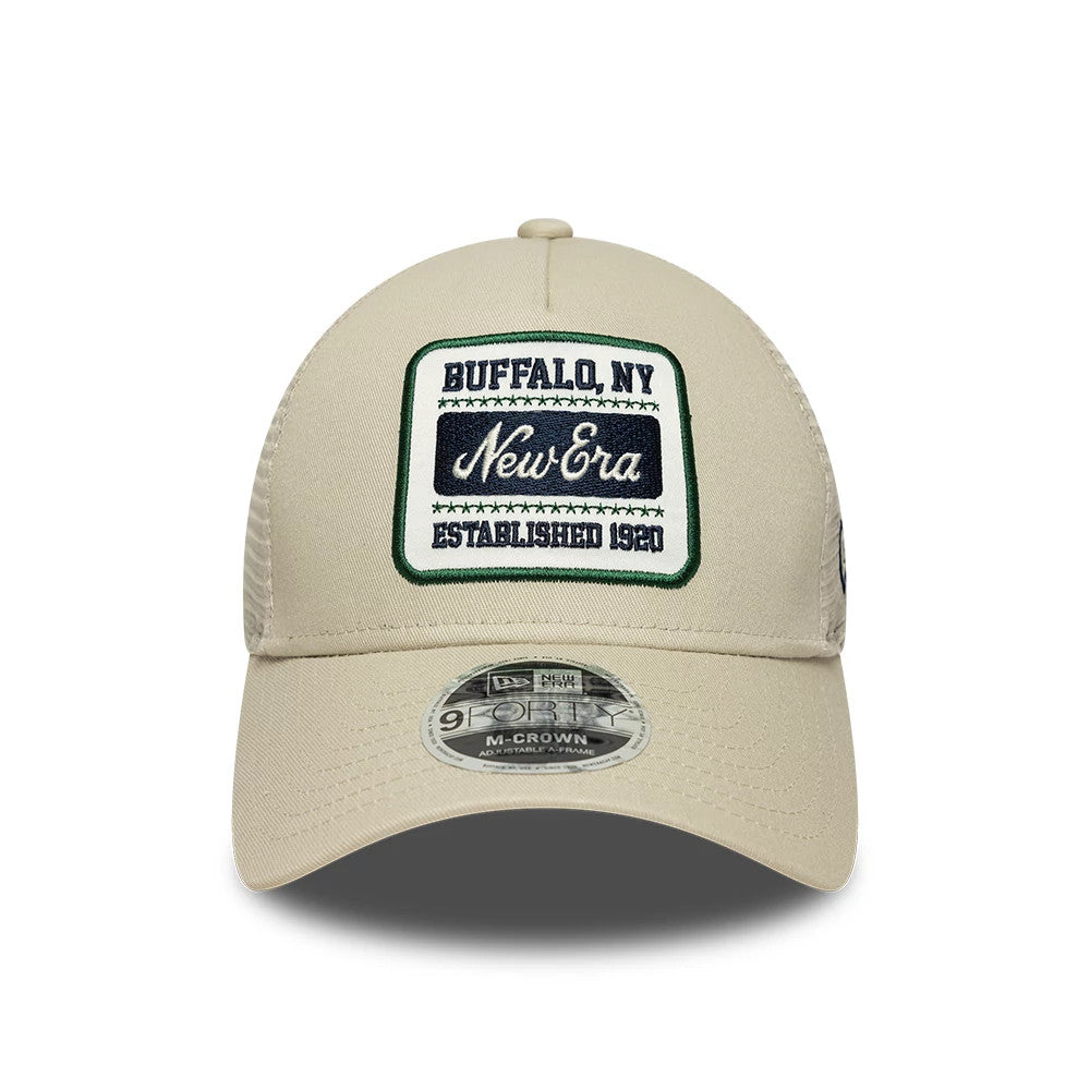 Pictured is this New Era Multi Patch 9FORTY M-Crown A-Frame cap in Cream. 3