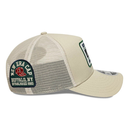 Pictured is this New Era Multi Patch 9FORTY M-Crown A-Frame cap in Cream. 6