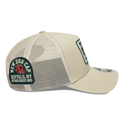 Pictured is this New Era Multi Patch 9FORTY M-Crown A-Frame cap in Cream. 6