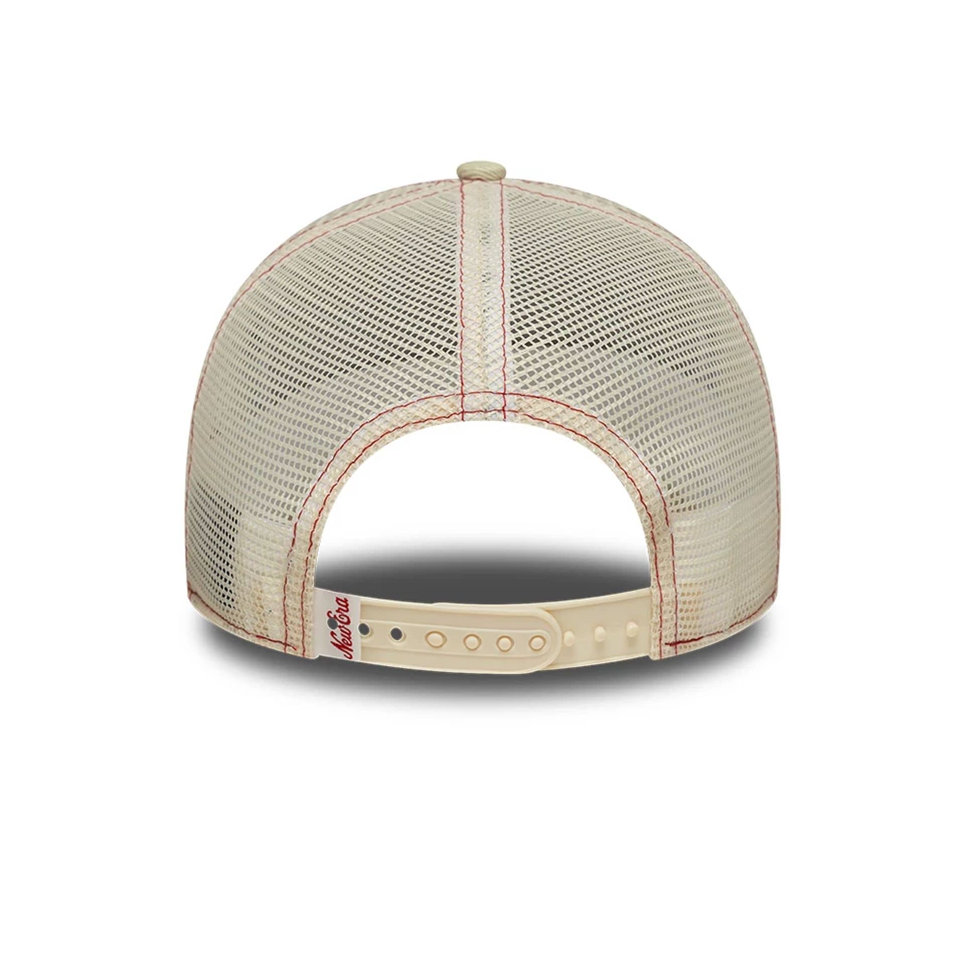 Pictured is this Womens New Era 9FORTY M-Crown A-Frame Trucker cap in Cream. 4
