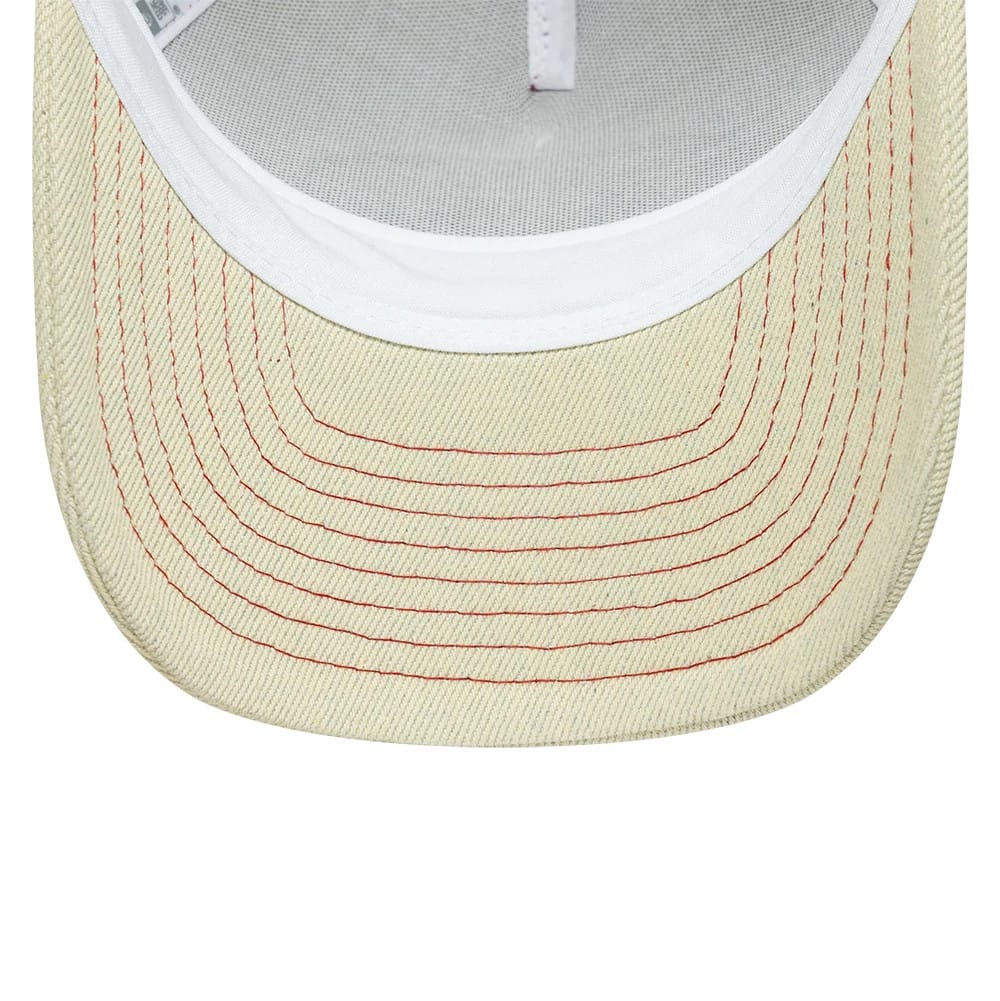 Pictured is this Womens New Era 9FORTY M-Crown A-Frame Trucker cap in Cream. 5