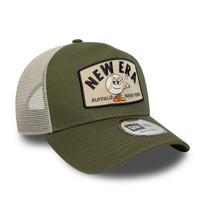 Pictured is this New Era Summer Patch 9FORTY A-Frame Trucker cap in green. 3