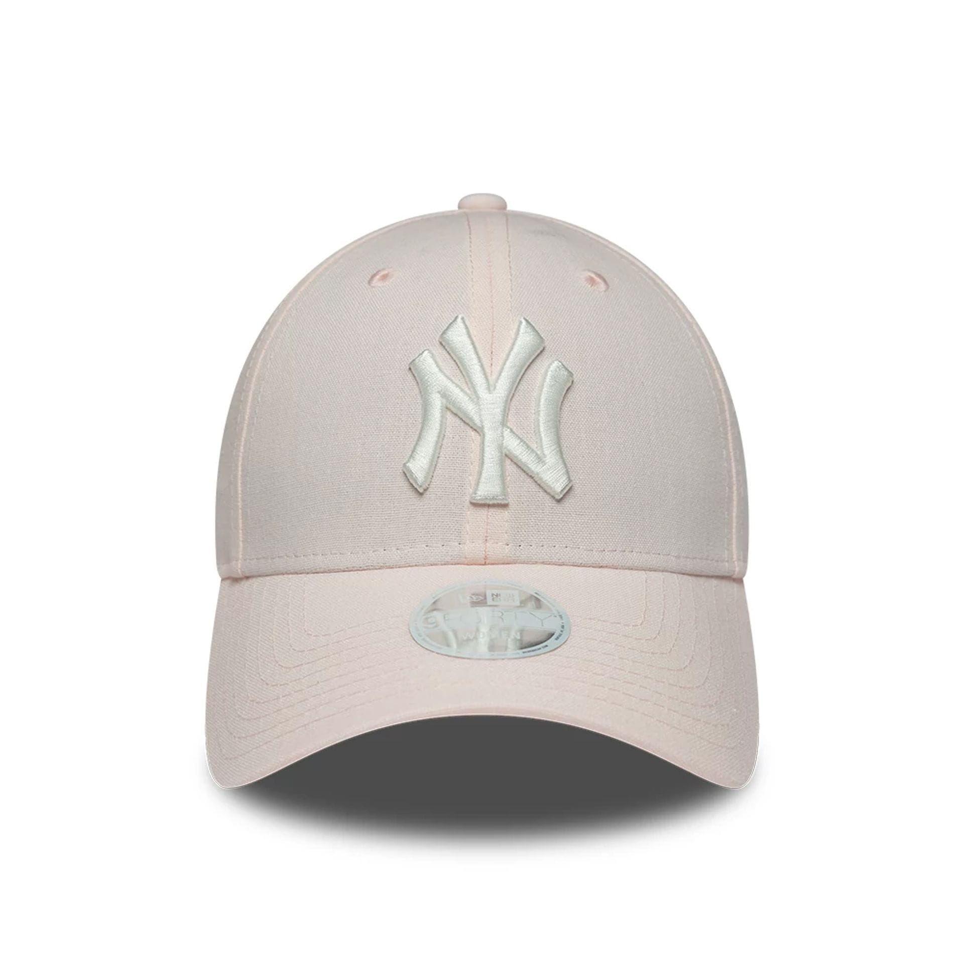 Pictured is this Womens MLB Linen New York Yankees 9FORTY cap in pastel pink. 2