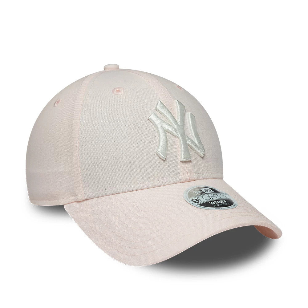 Pictured is this Womens MLB Linen New York Yankees 9FORTY cap in pastel pink. 3