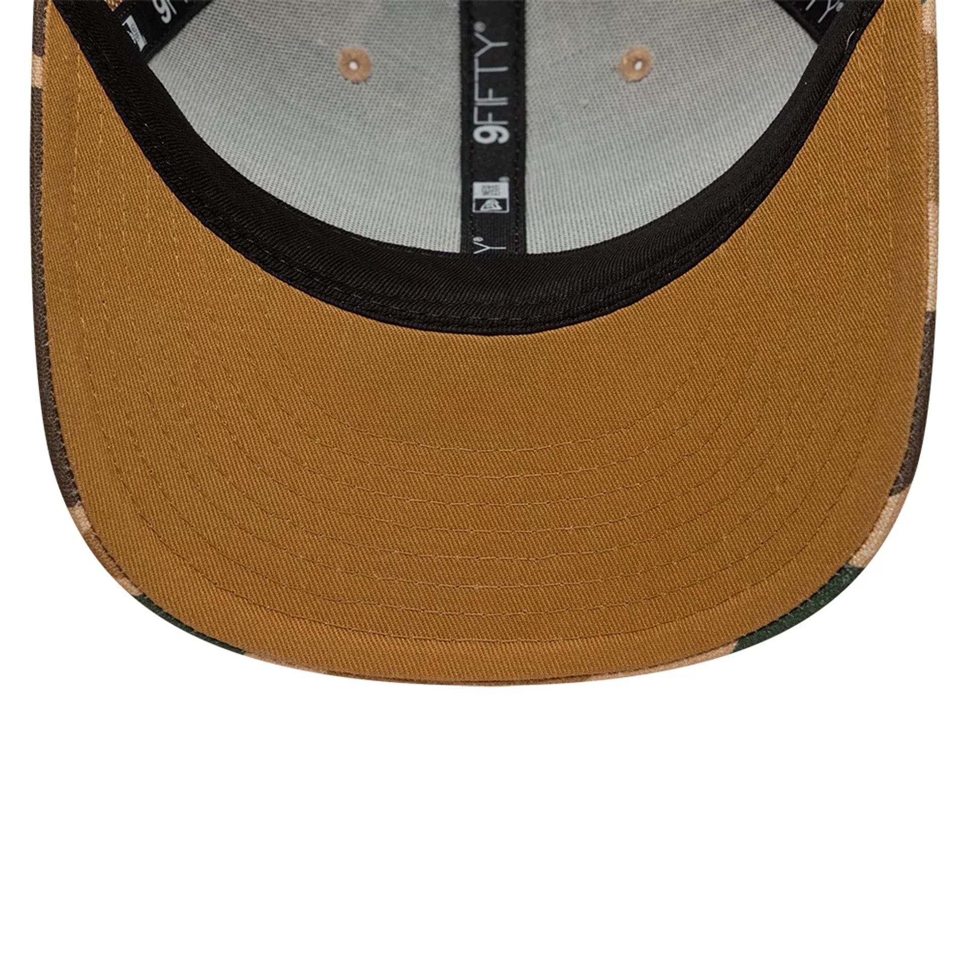 Pictured is this New Era Duck Camo 9FIFTY Snapback cap in beige. 5