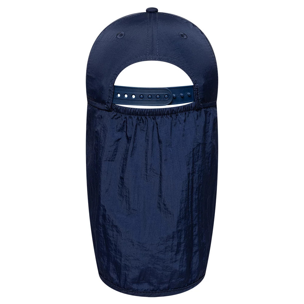 Pictured is this Child MLB Sun Shield New York Yankees 9FORTY cap in navy. 4
