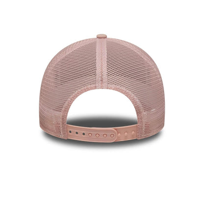 Pictured is this MLB Outline New York Yankees 9FORTY E-Frame Trucker cap in pastel pink. 4