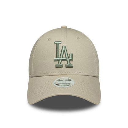 Pictured is this Womens MLB League Essential LA Dodgers 9FORTY cap in light beige. 2