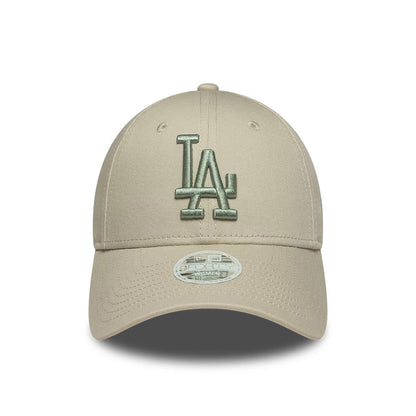Pictured is this Womens MLB League Essential LA Dodgers 9FORTY cap in light beige. 2