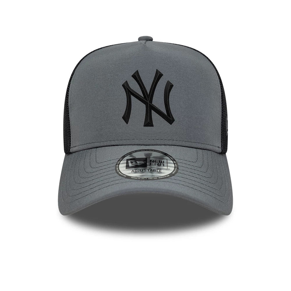 Pictured is this MLB Sport New York Yankees 9FORTY A-Frame Trucker cap in charcoal. 2