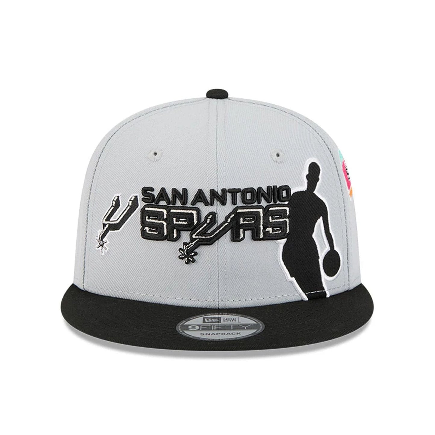 Pictured is this NBA Hardwood Classic All Star Game San Antonio Spurs 9FIFTY Snapback cap in grey. 3