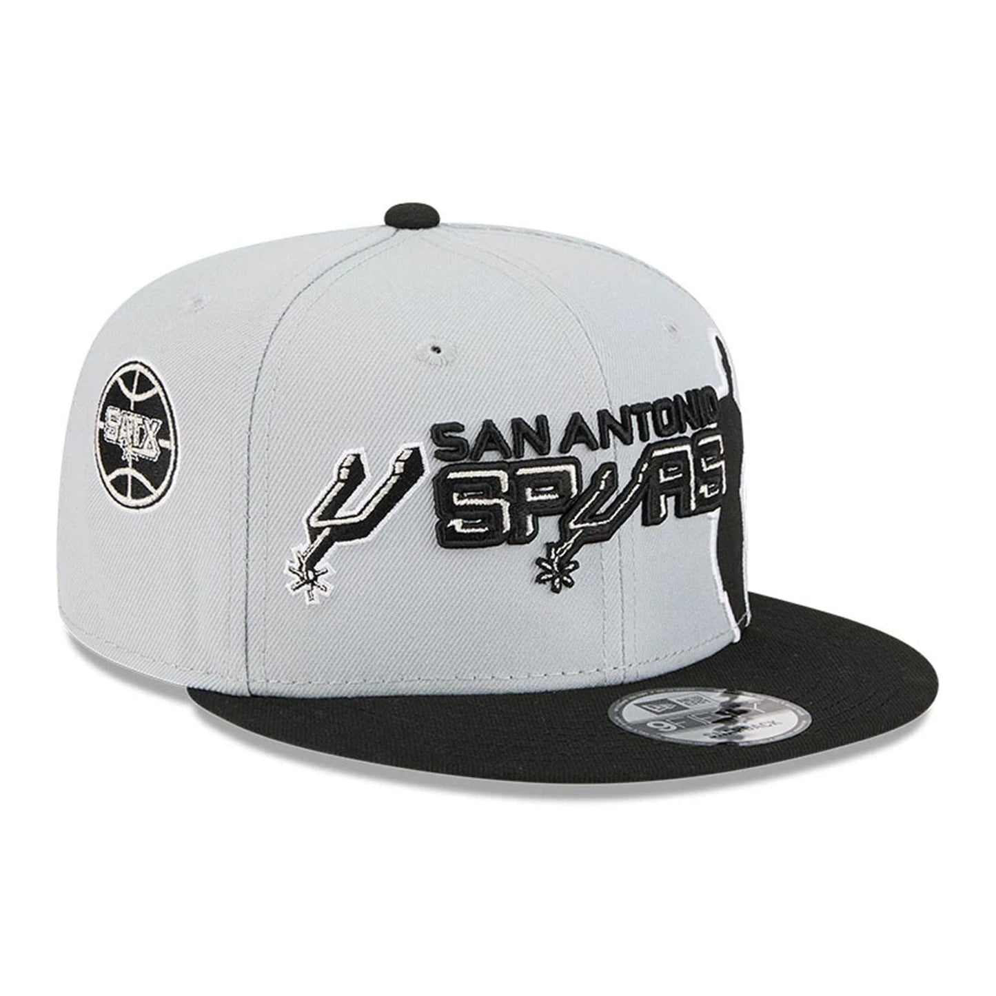 Pictured is this NBA Hardwood Classic All Star Game San Antonio Spurs 9FIFTY Snapback cap in grey. 4