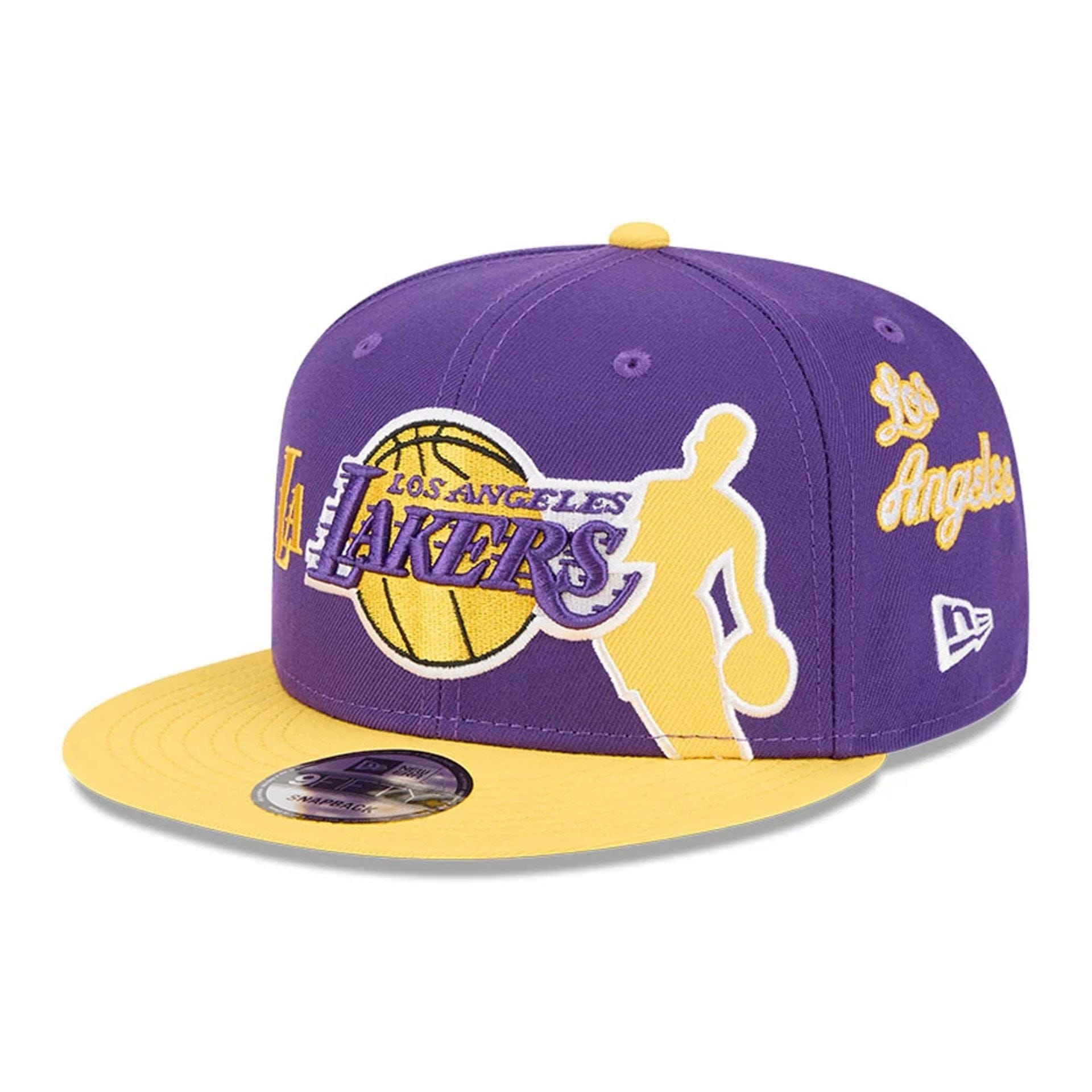 Pictured is this NBA Hardwood Classic All Star Game LA Lakers 9FIFTY Snapback cap in purple. 1