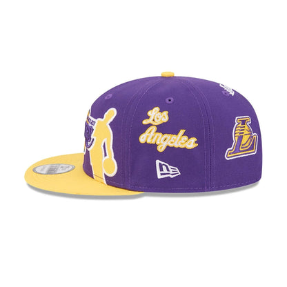 Pictured is this NBA Hardwood Classic All Star Game LA Lakers 9FIFTY Snapback cap in purple. 6
