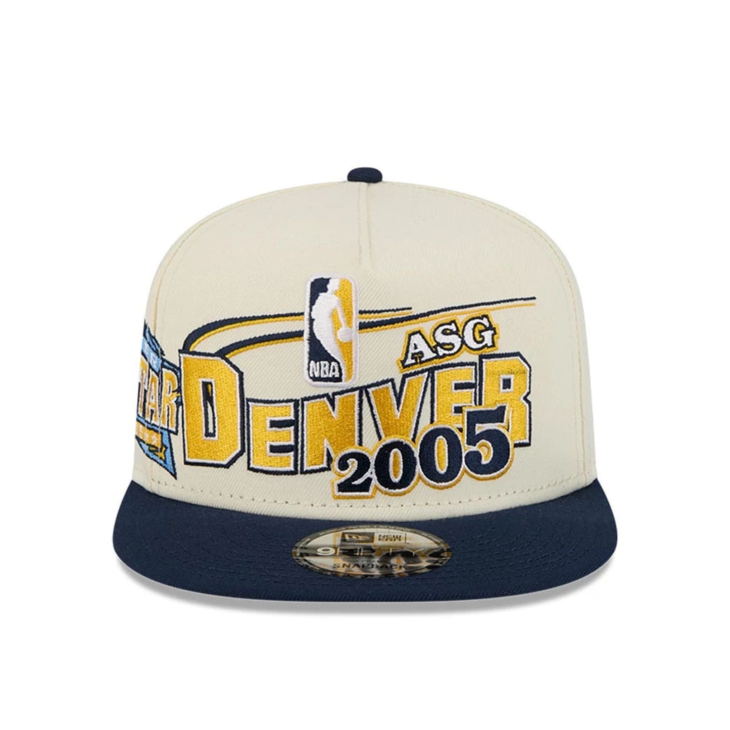 Pictured is this NBA Hardwood Classic All Star Game Denver Nuggets 9FIFTY A-Frame Snapback cap in white. 3