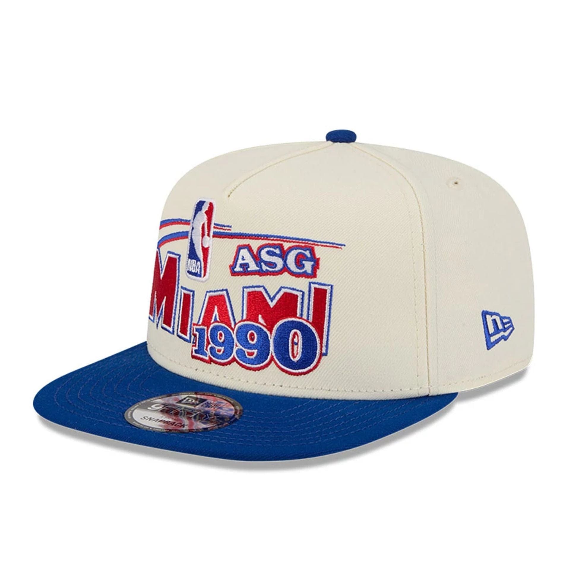 Pictured is this NBA Hardwood Classic All Star Game Miami Heat 9FIFTY A-Frame Snapback cap in white. 4