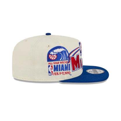 Pictured is this NBA Hardwood Classic All Star Game Miami Heat 9FIFTY A-Frame Snapback cap in white. 5