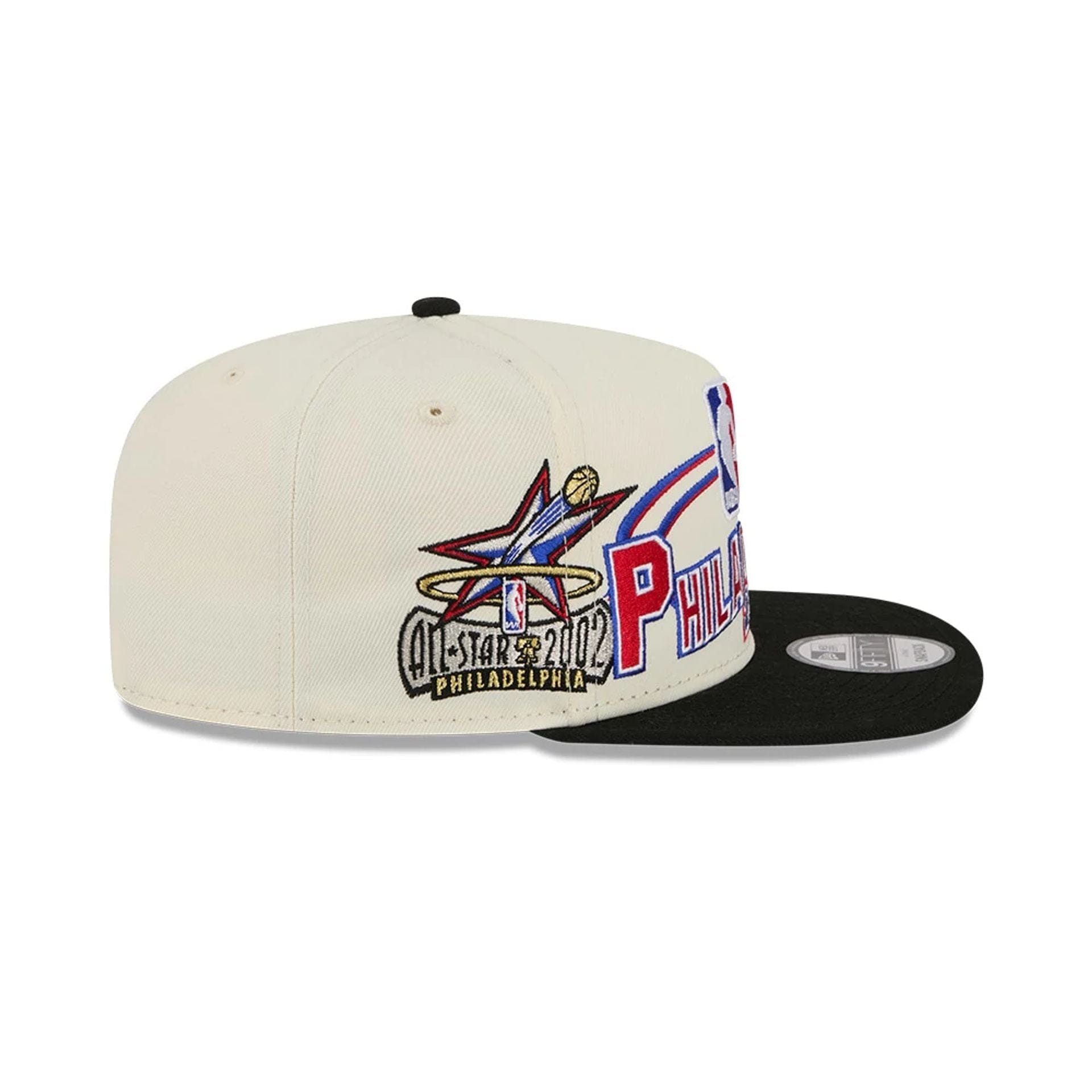 Pictured is this NBA Hardwood Classic All Star Game Philadelphia 76ers 9FIFTY A-Frame Snapback cap in white. 5