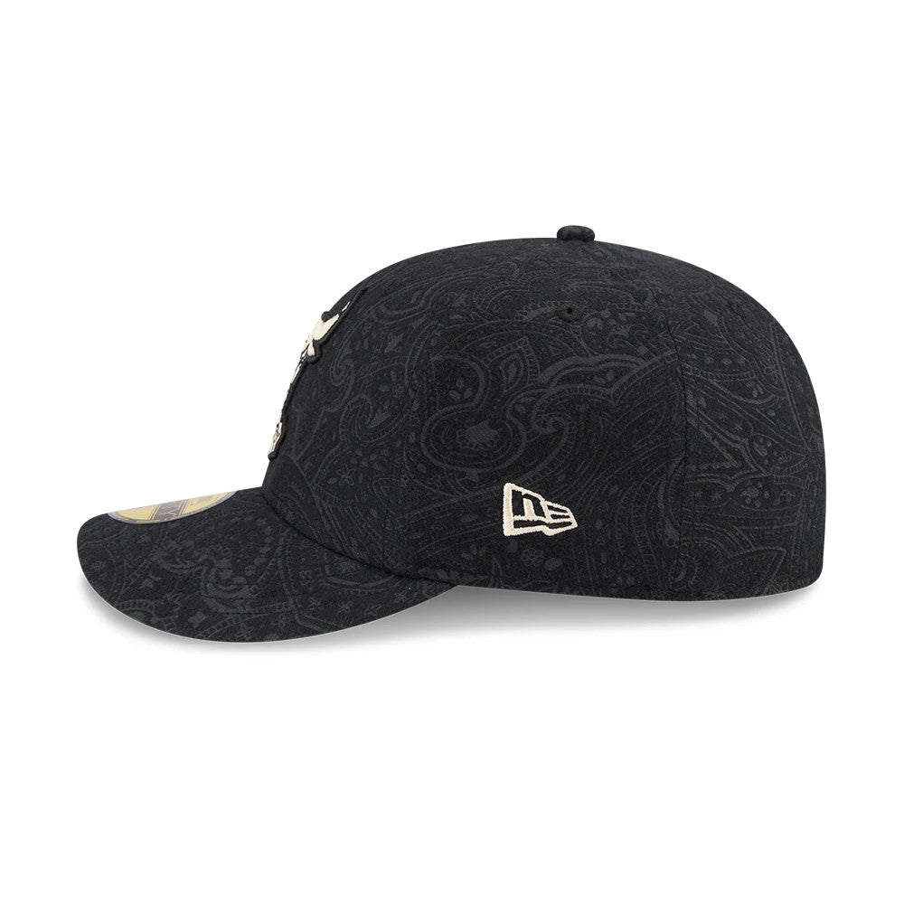 Pictured is this NBA Brushed Cotton Chicago Bulls 59FIFTY Fitted cap in black. 5