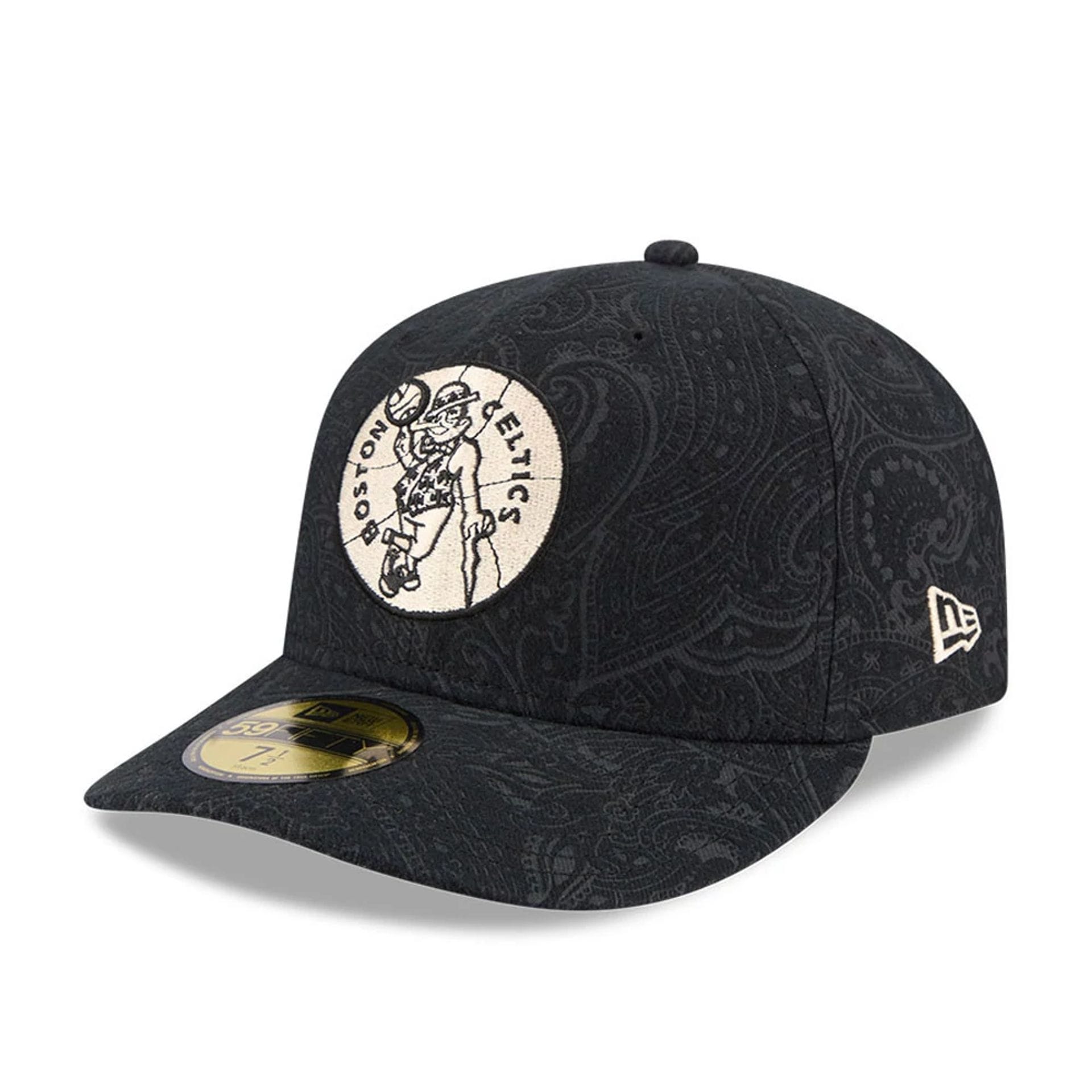 Pictured is this NBA Brushed Cotton Boston Celtics 59FIFTY Fitted cap in black. 1