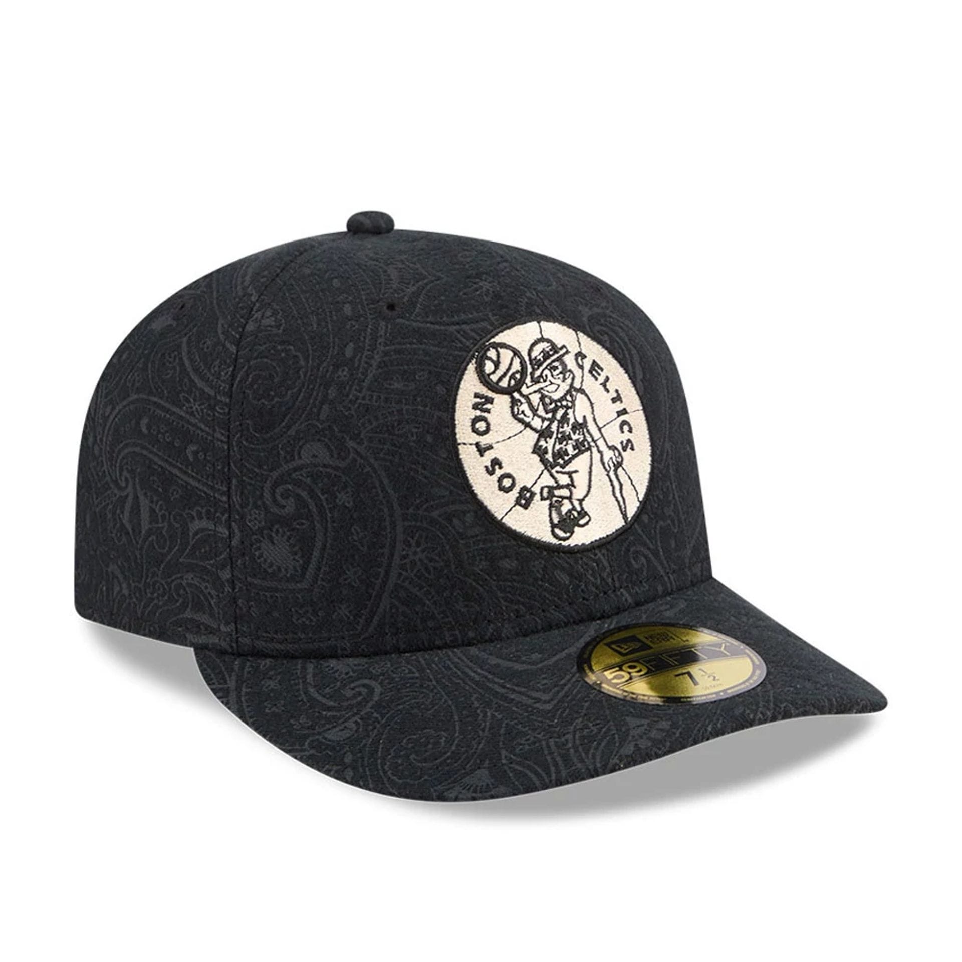 Pictured is this NBA Brushed Cotton Boston Celtics 59FIFTY Fitted cap in black. 4