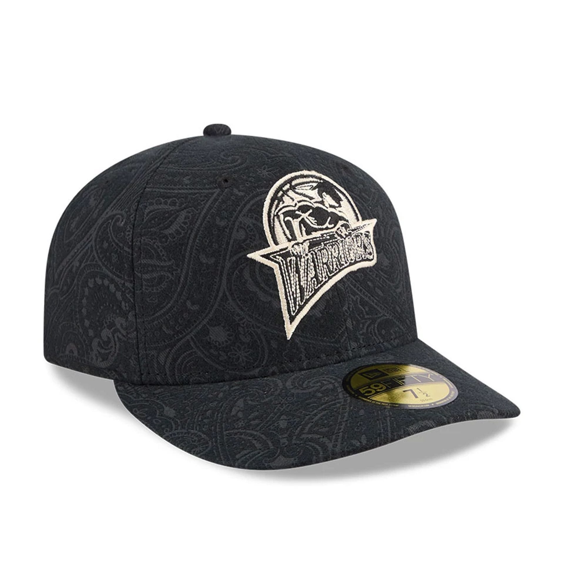 Pictured is this NBA Brushed Cotton Golden State Warriors 59FIFTY Fitted cap in black. 4