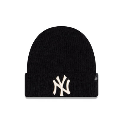 Pictured is this MLB Cashmere Knit New York Yankees Cuff Knit Beanie hat in black. 1