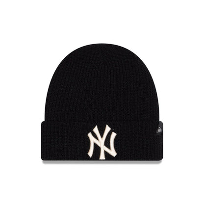 Pictured is this MLB Cashmere Knit New York Yankees Cuff Knit Beanie hat in black. 1
