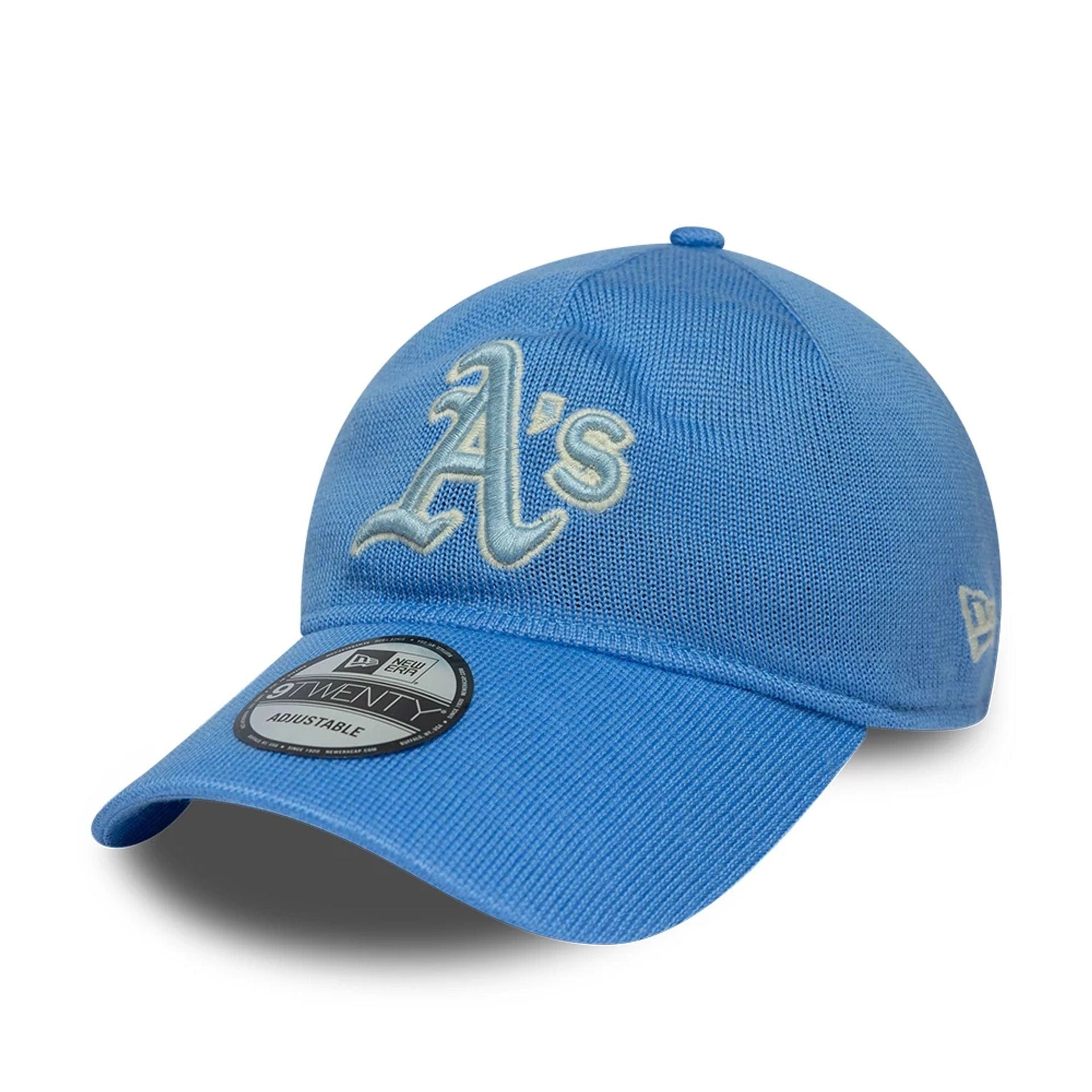 Pictured is this MLB Merino Wool Athletics 9TWENTY cap in pastel blue. 1