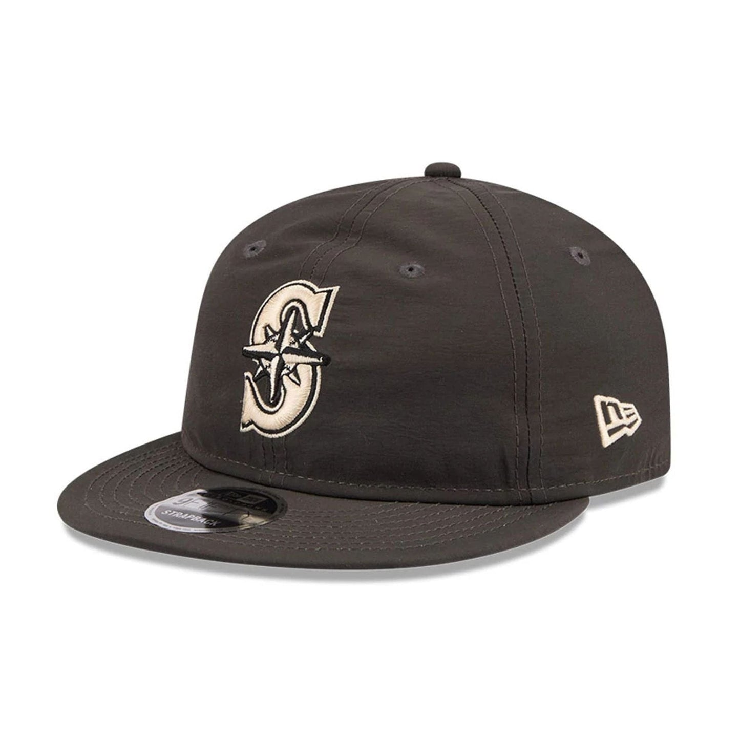 Pictured is this MLB Nylon Seattle Mariners Retro Crown 9FIFTY cap in black. 1