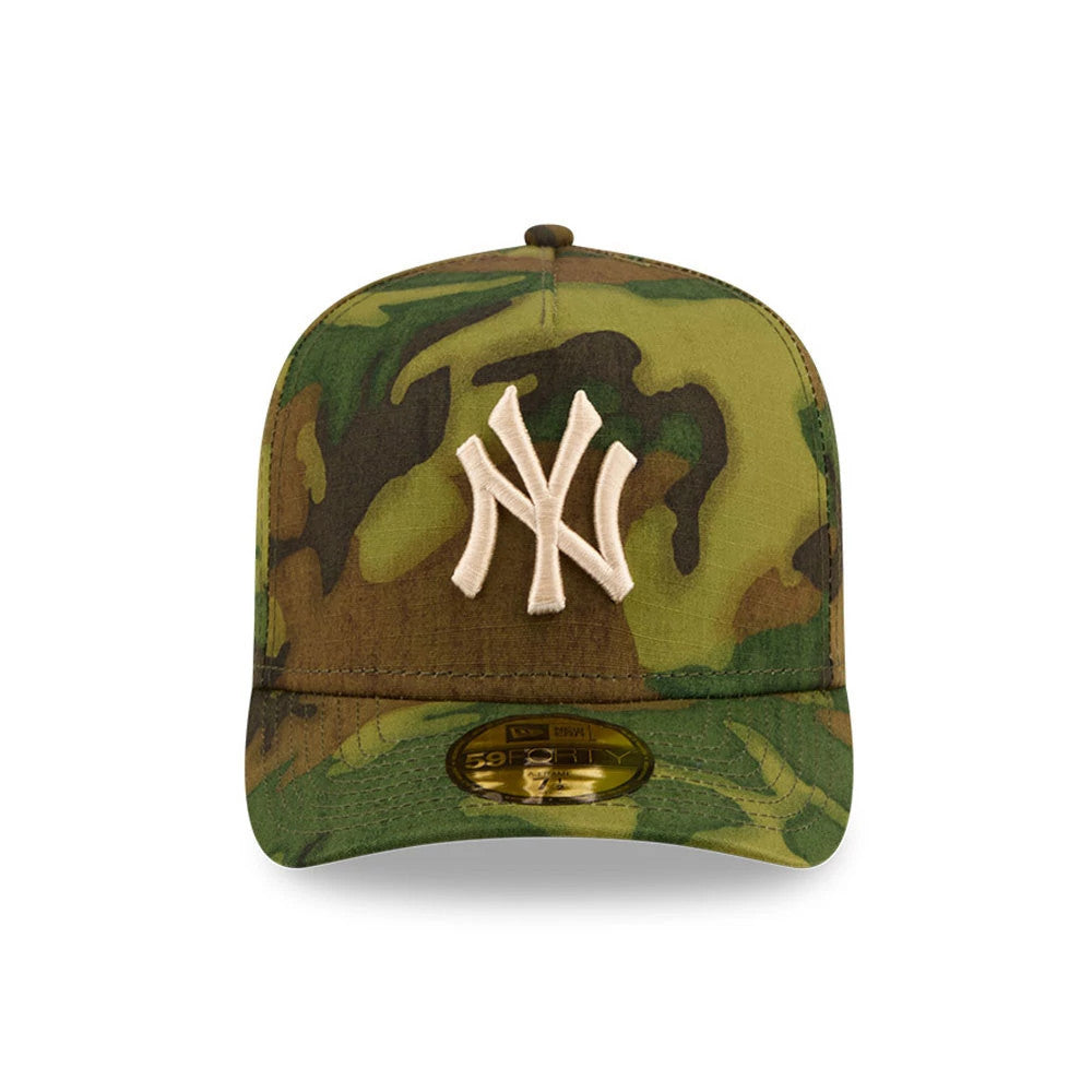 Pictured is this MLB Ripstop New York Yankees 59FORTY A-Frame Fitted cap in camo. 3