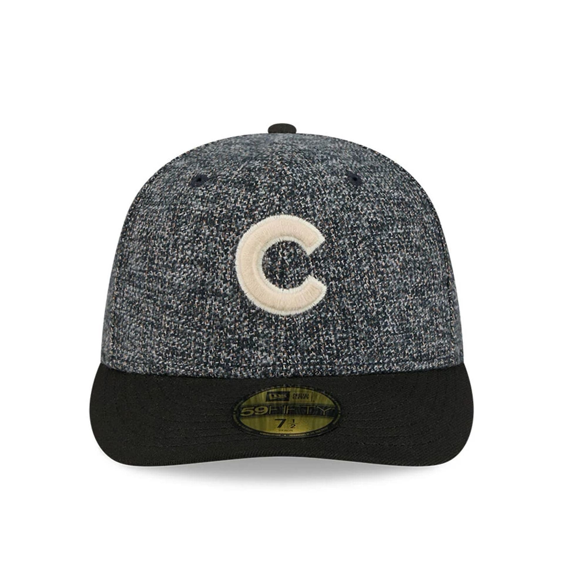 Pictured is this MLB Tweedy Cotton Chicago Cubs 59FIFTY Fitted cap in black. 3