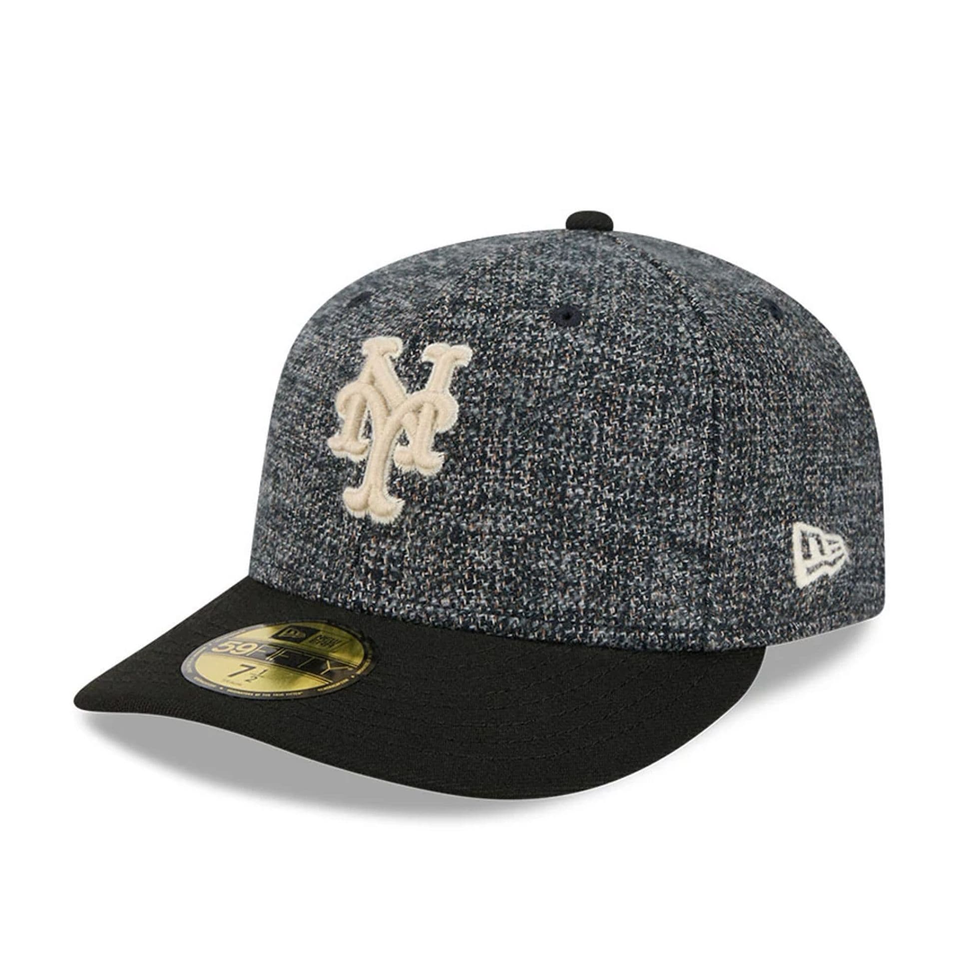 Pictured is this MLB Tweedy Cotton New York Mets 59FIFTY Fitted cap in black. 1