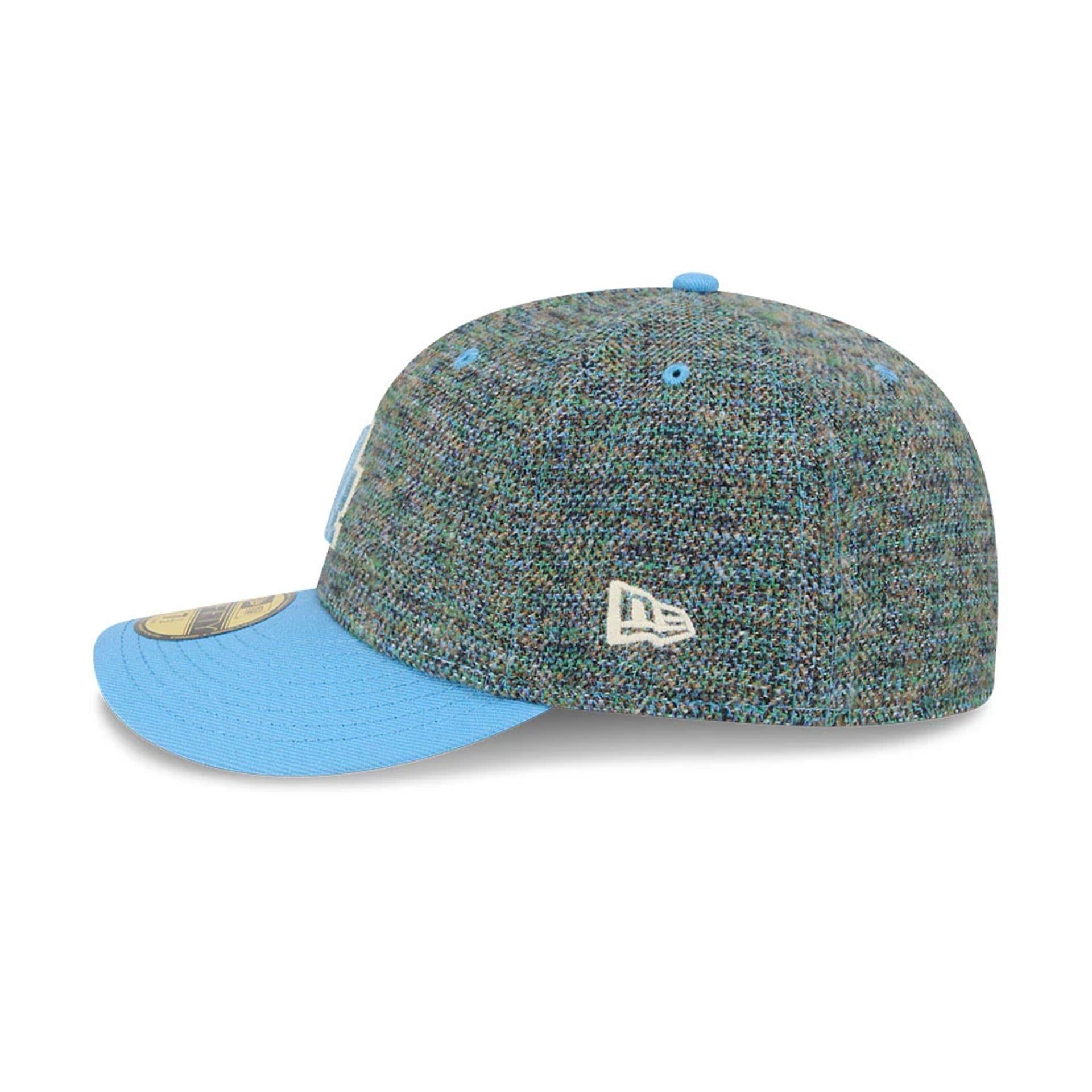 Pictured is this MLB Tweedy Cotton LA Dodgers 59FIFTY Fitted cap in pastel blue. 5