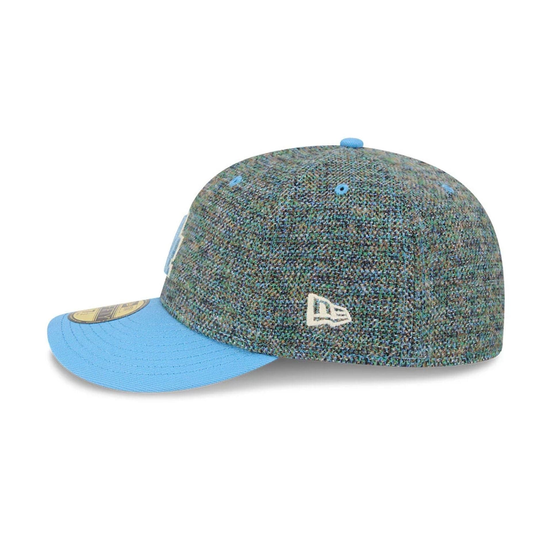 Pictured is this MLB Tweedy Cotton LA Dodgers 59FIFTY Fitted cap in pastel blue. 5