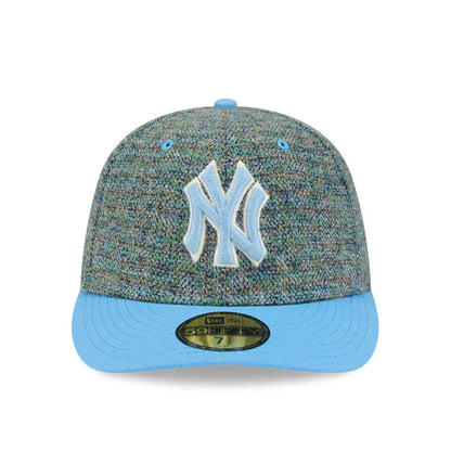 Pictured is this MLB Tweedy Cotton New York Yankees 59FIFTY Fitted cap in pastel blue. 3