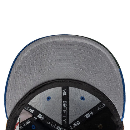 Pictured is this MLB Patchwork LA Dodgers 59FIFTY Fitted cap in dark blue. 2