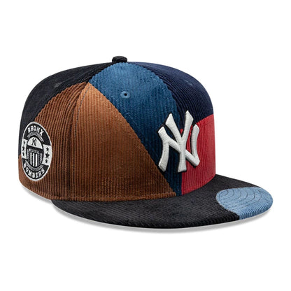 Pictured is this MLB Patchwork New York Yankees 59FIFTY Fitted cap in navy. 1