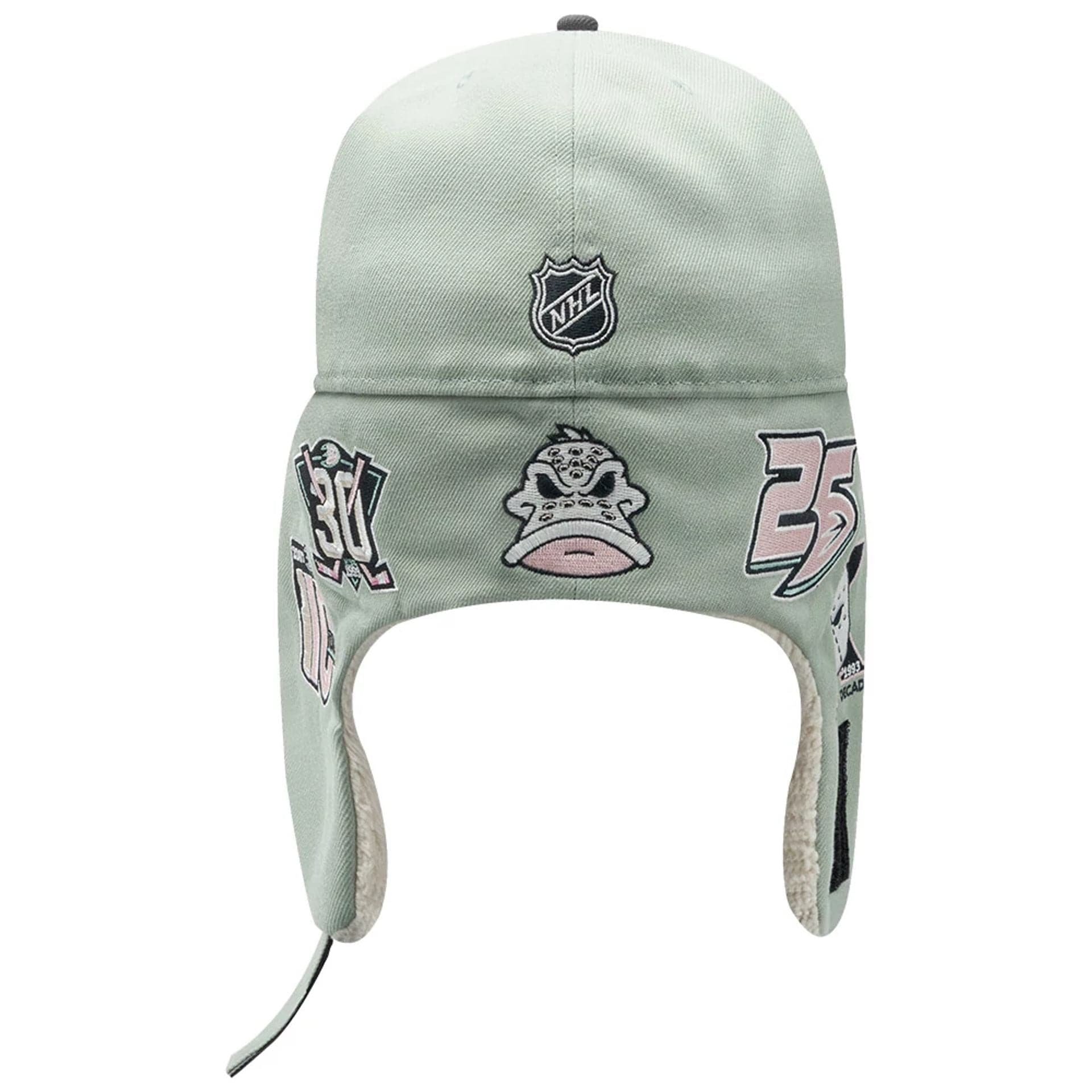 Pictured is this NHL Patch Anaheim Ducks Dogear 59FIFTY Fitted cap in pastel green. 4