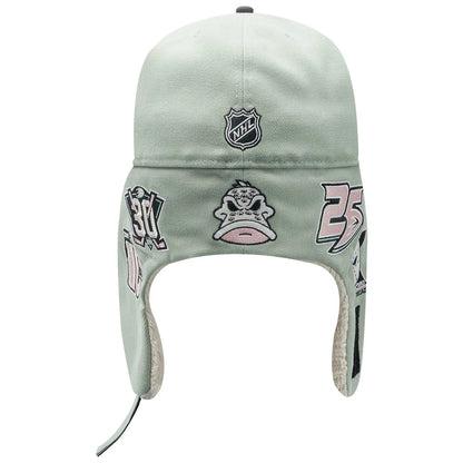 Pictured is this NHL Patch Anaheim Ducks Dogear 59FIFTY Fitted cap in pastel green. 4