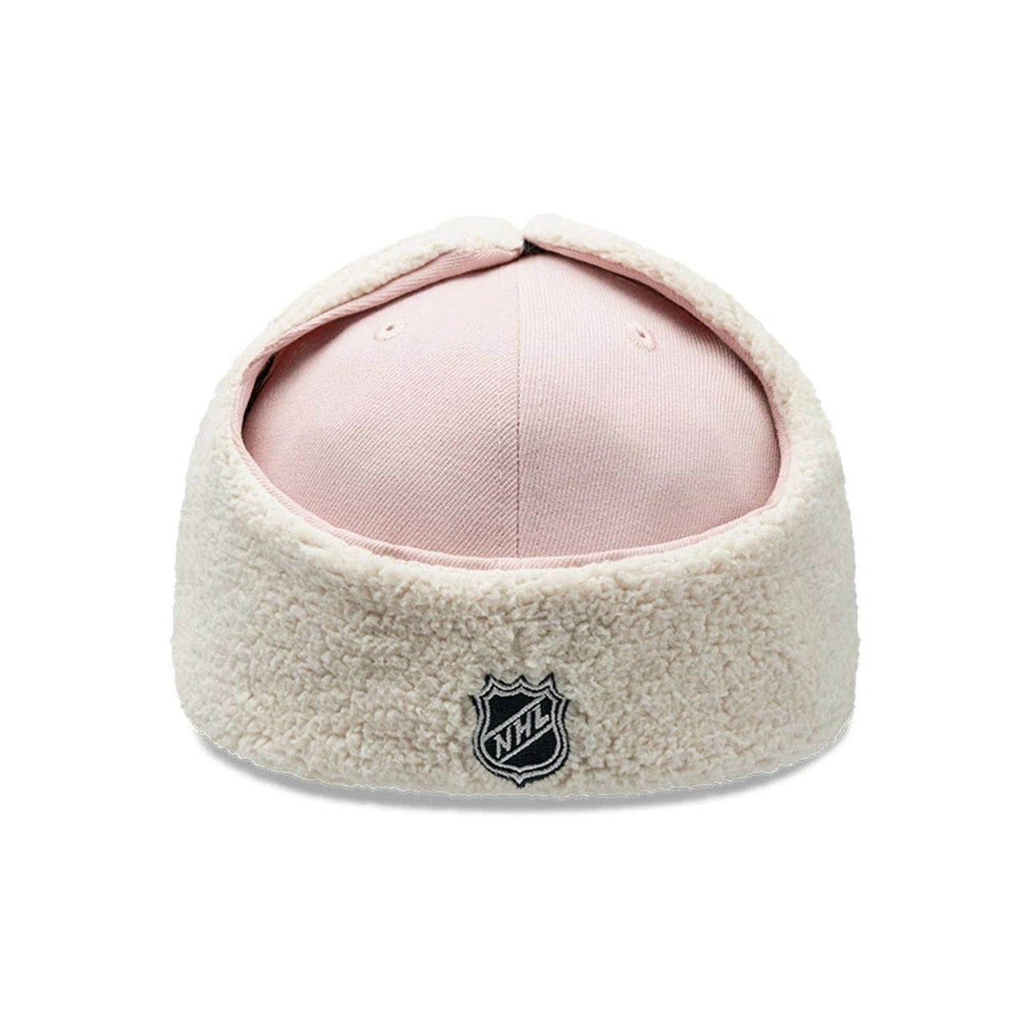 Pictured is this NHL Patch Chicago Blackhawks Dogear 59FIFTY Fitted cap in pastel pink. 5